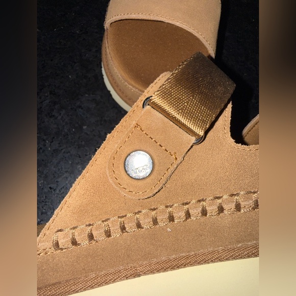 NEW UGG GOLDENSTAR GLIDE HI PLATFORM CHESTNUT TAN SANDALS SZ 9 - Picture 9 of 12